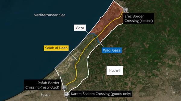 Israel ordered 1.1 million people currently north of the Wadi Gaza bridge to move south. 