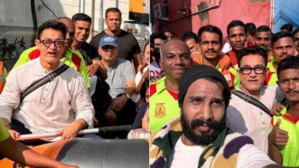 Actor Amir Khan along with many others who were rescued after the Chennai flooding due to Cyclone Michaung. Photo: Collected