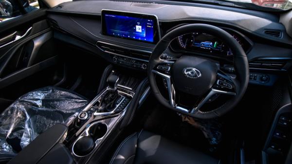 The dashboard is wrapped in soft touch leather and features a 12.3 inch screen in the centre. Photo: Akif Hamid