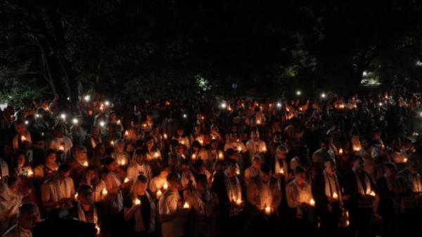 A candlelight to show solidarity for Palestine at the Dhaka Flow. Photo: Courtesy