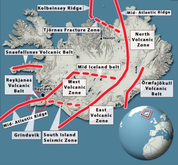 Iceland is crisscrossed by tecto<em></em>nic fault lines