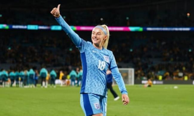 England’s Chloe Kelly celebrates after the Lio<em></em>nesses beat the Matildas to secure a spot in the final.