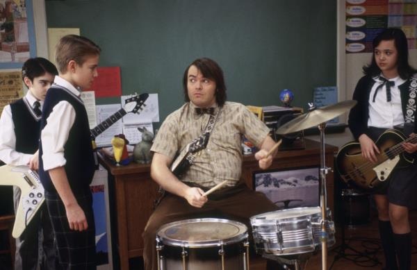 Dewey Finn (Jack Black) teaches his students how to rock 'n' roll in 