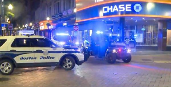 A police vehicle is pictured at the Boston Commons.