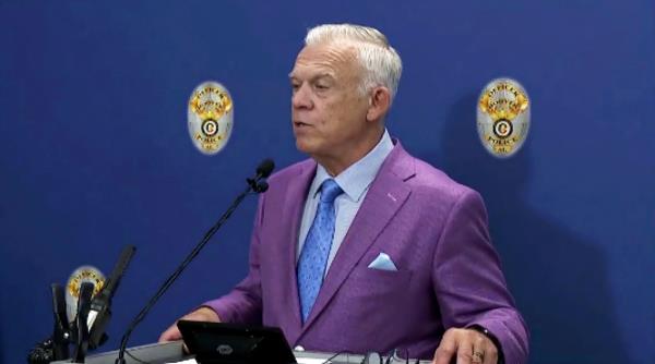 Police Department Chief Nick Derzis speaks at a news conference, Wednesday, July 19, 2023, in Hoover.