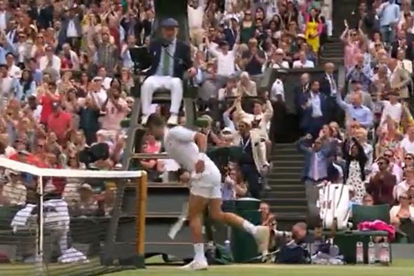 Novak Djokovic gave the smashed racket to a fan following the Wimbledon final.