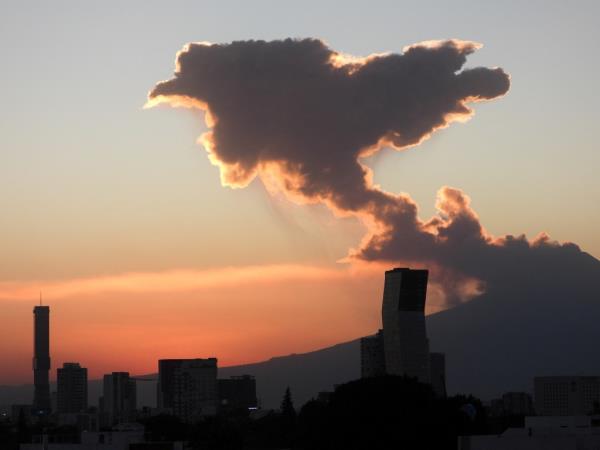 Smoke rises from the Popocatepetl volcano in Puebla, Mexico February 20, 2024.