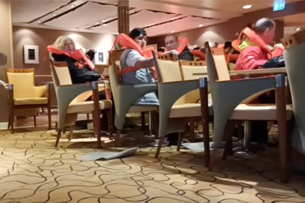 Terrified passengers on stranded ship