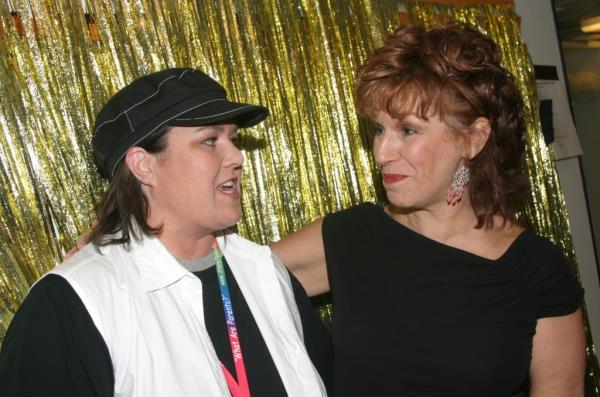 Rosie O'Do<em></em>nnell and Joy Behar smiling at each other. 