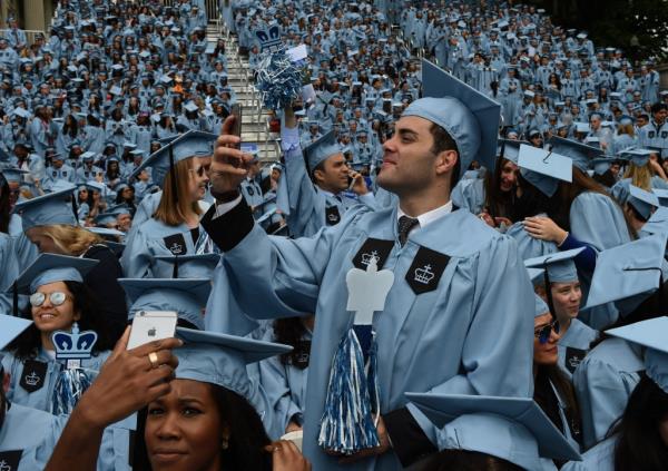 Graduating Columbia students seen at a past Commencement ceremony in New York.