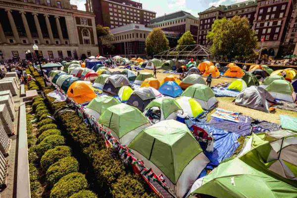 The anti-Israel encampment at Columbia University's campus on April 29, 2024.