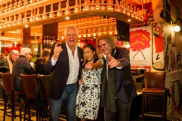 Vittorio Assaf, from left, actress Ashley Park and Fabio Granato.