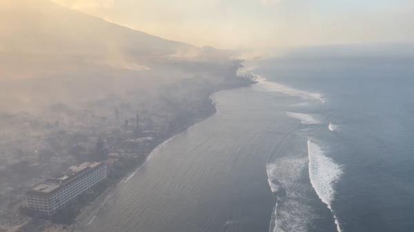 Many people were rescued while finding refuge in the ocean along the coast of Lahaina. 