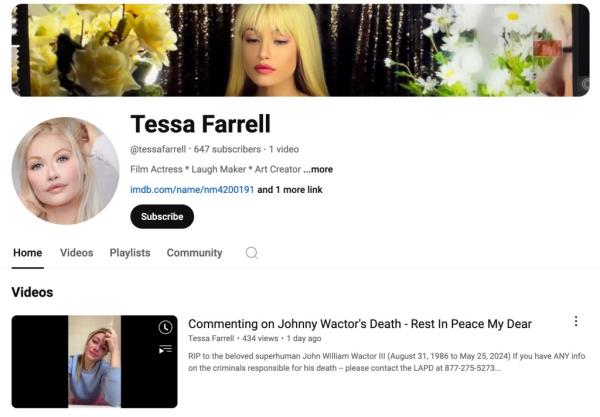 Farrell has since created a YouTube account to which she uploaded her tearful video.