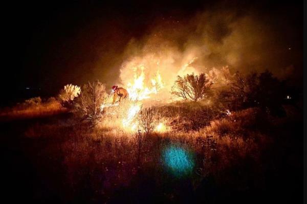 The fire spread through 28-acres after it was allegedly started by a firework.