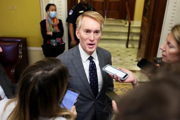 U.S. Senator James Lankfor<em></em>d (R-OK) speaks to reporters as the deadline to avoid partial government shutdown nears, at the Capitol in Washington, U.S., January 18, 2024. 