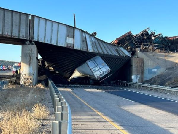 Massive train derailment kills truck driver after trapping them under piles of coal Anyone traveling along I 25 in Pueblo County. The interstate is closed due to a train derailment. Closures are exit 110 SB I 25 and exit 101 to Highway 50 on NB I 25. Expect extended closure. Unknown when It will reopen. Credit Colorado State Patrol