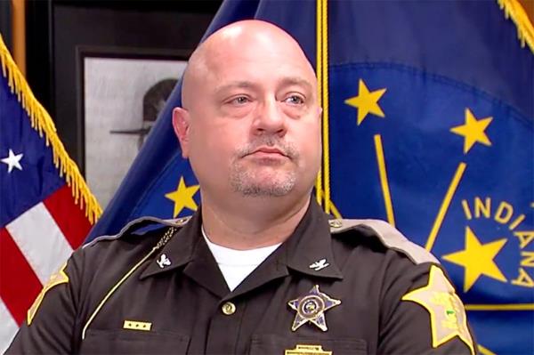 In this image taken from WRTV video, Marion County, Ind., Sheriff's Department Col. James Martin discusses details a<em></em>bout a mistakenly released man from jail during a news conference, Thursday, Sept. 21, 2023, in Indianapolis