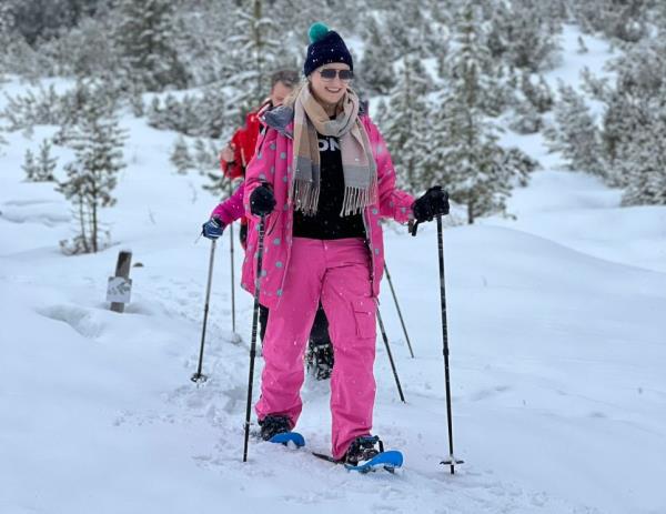 Sian Elvin snowshoeing in Innsbruck, Austria