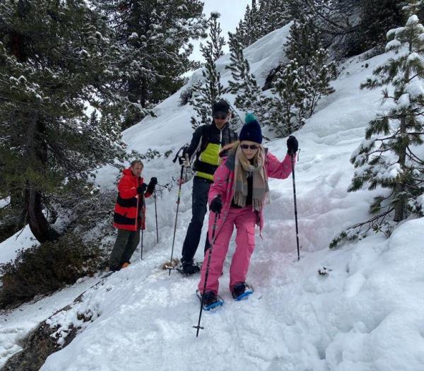 Sian Elvin snowshoeing in Innsbruck, Austria