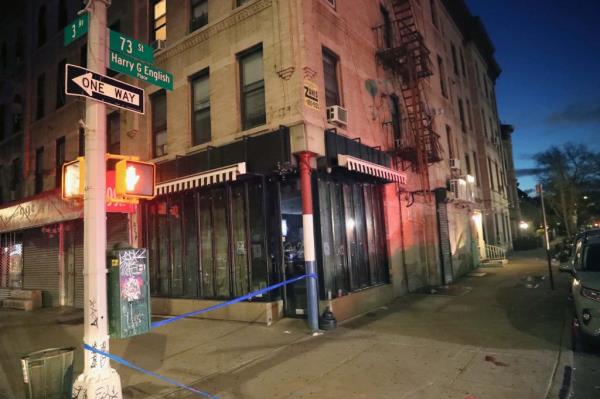 A murder scene wher<em></em>e a male was stabbed to death at the Catch 22 bar on 3rd Avenue and 73rd Street in Brooklyn.