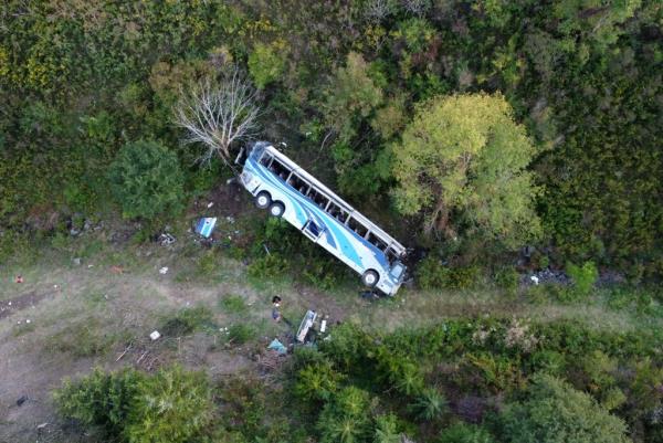 The scene of the bus crash on Interstate 84 in Wawayanda, New York.