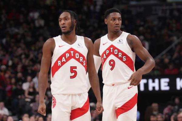 Former Knicks Immanuel Quickley and RJ Barrett debuted for the Raptors on Mo<em></em>nday night.