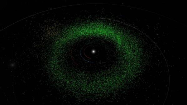 The asteroid belt between Mars and Jupiter.