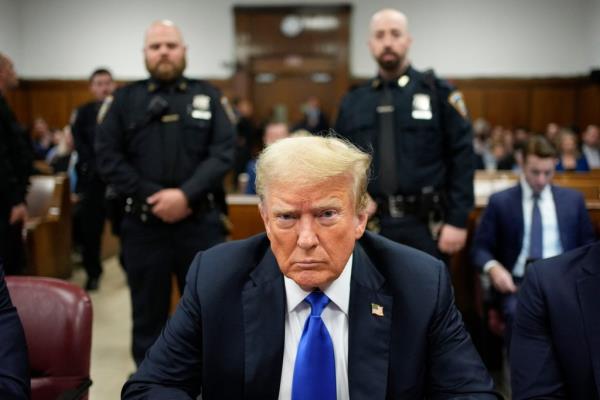 Former US President Do<em></em>nald Trump attending his criminal trial at Manhattan Criminal Court in New York City, on May 30, 2024