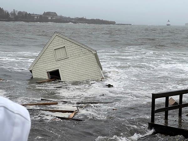 Fishing shack floats away