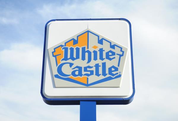 Exterior view of a White Castle restaurant with its blue and orange sign, located in Clifton, NJ on March 17, 2018