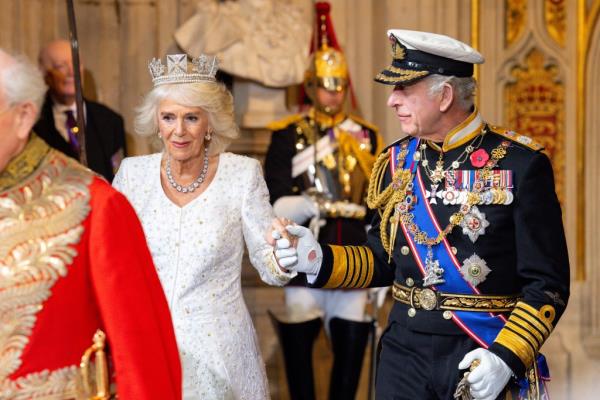 Britain's King Charles and Britain's Queen Camilla attend the State Opening of Parliament in the House of Lords Chamber, in London, Britain, Nov. 7. 