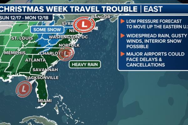 Christmas Travel weather map