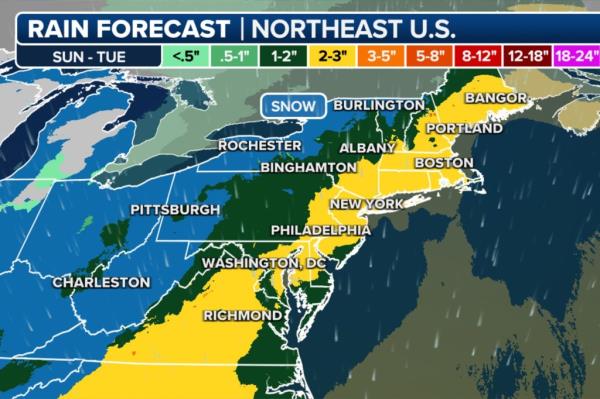 Rain forecast Northeast map