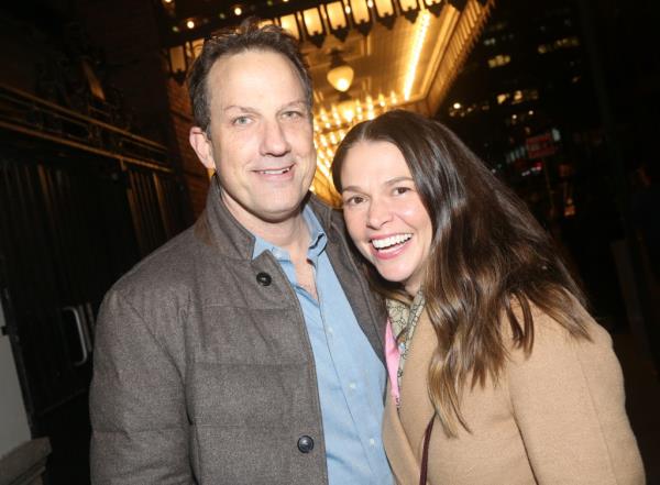 Ted Griffin and Sutton Foster at a Broadway show in NYC in Nov. 2021