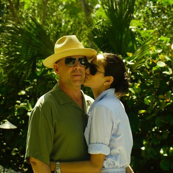 Bruce and Emma Willis hugging. 