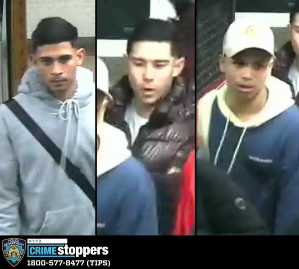 The six suspects barged into the store on East 14th Street near University Place in broad-daylight March 7 and snatched up $950 in fragrances, cops said. 