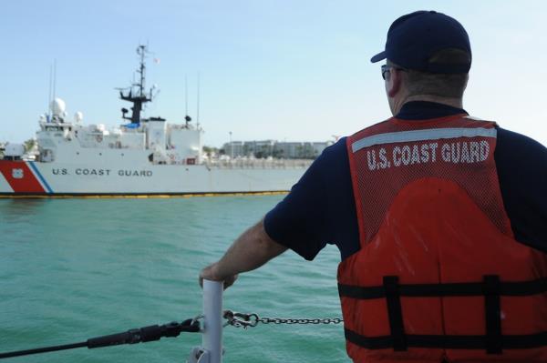 Coast Guard cutter on the high seas.