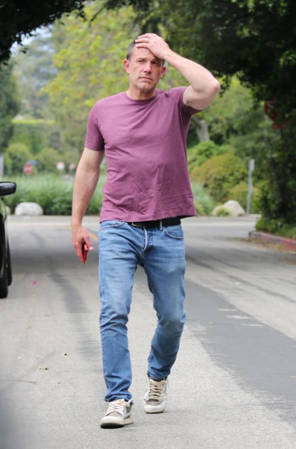 Ben Affleck outside his ex Jennifer Garner's home in June.