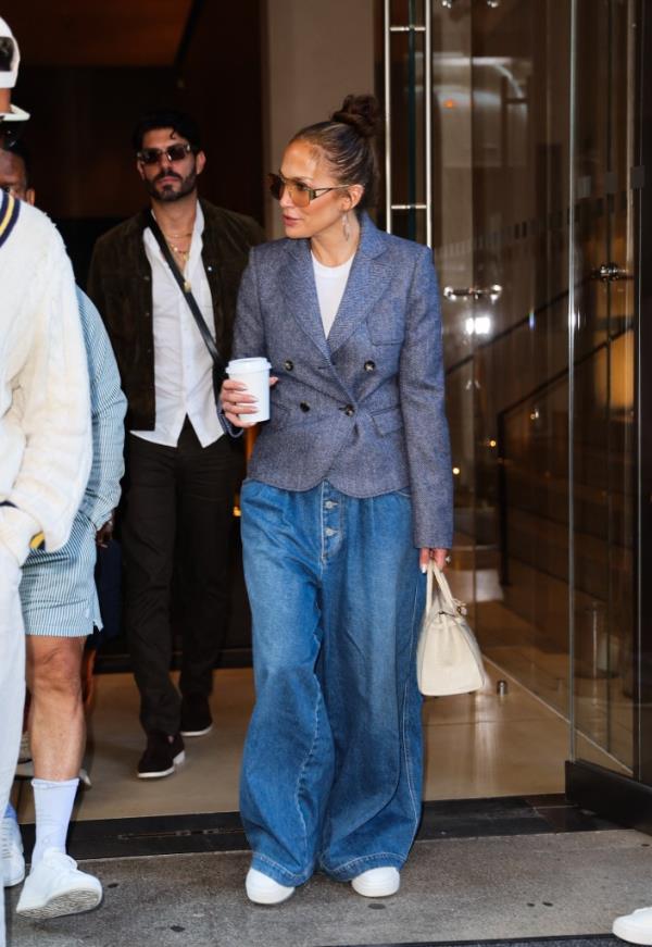 Jennifer Lopez seen stepping out of her hotel in NYC last month.